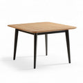 Wooden square dining table with black metal legs 75 x 75 x 75cm