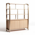 Wood and metal bookshelf with lower storage cabinets designed for home or office use 100 x 40 x 180cm