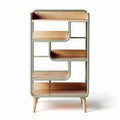 Wooden bookshelf with asymmetrical design and metal frame in green 80 x 40 x 120cm
