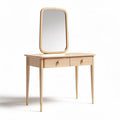 Wooden vanity table with mirror and two drawers in natural finish 120 x 45 x 75cm