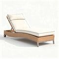 Woven outdoor chaise lounge with adjustable backrest in beige 200 x 90 x 30cm