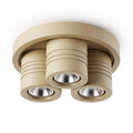 Three-head ceiling spotlight fixture in beige color with adjustable beams 22 x 22 x 10cm