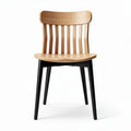 Wooden dining chair with black metal legs natural finish 40 x 45 x 85cm