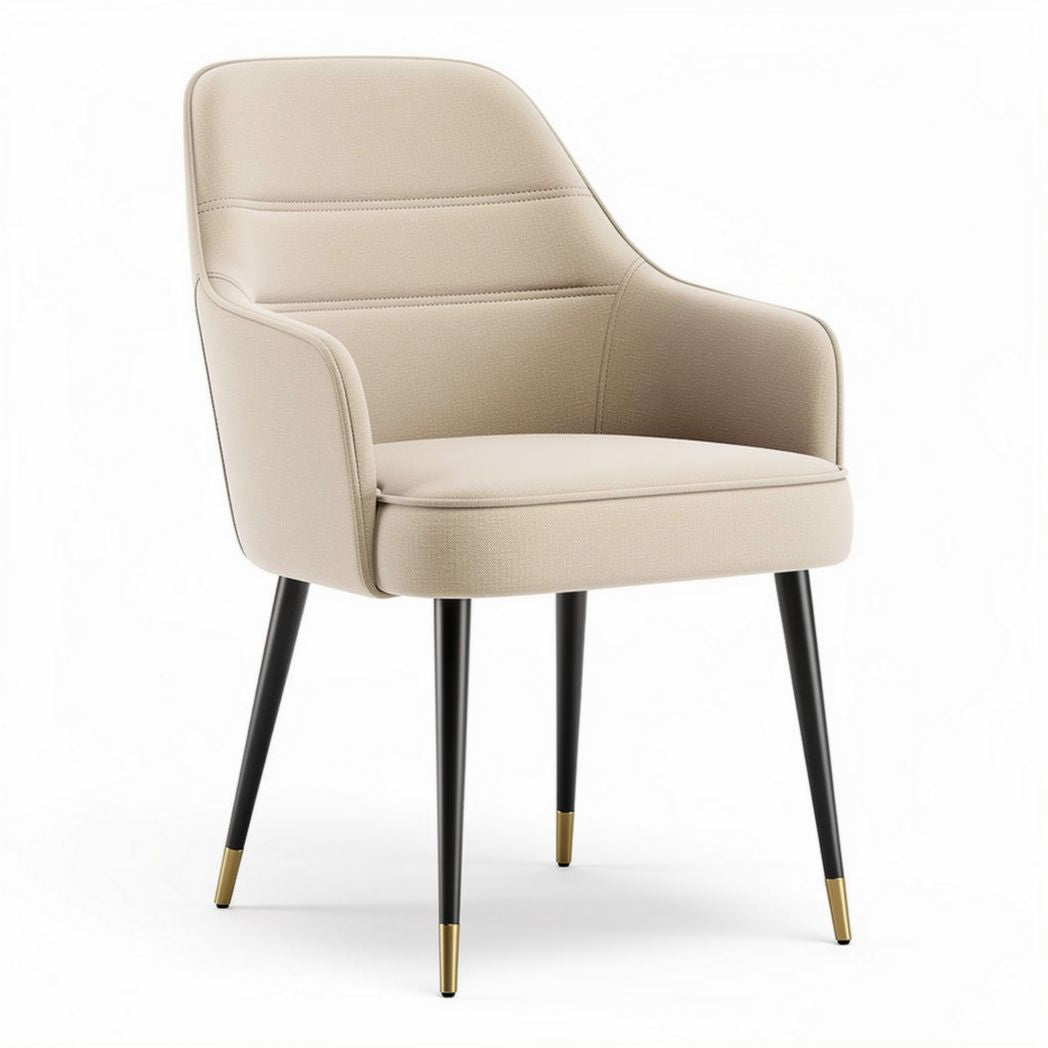 Fabric accent chair with gold legs and ergonomic design 60 x 60 x 80cm