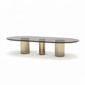 Glass top coffee table with gold base 200 x 100 x 75cm