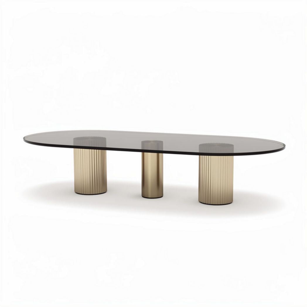 Glass top coffee table with gold base 200 x 100 x 75cm